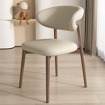 Dining Chairs Set of 2, Upholstered Dining Chairs with Curved Backrest, Cafe Casual Chairs, Modern Armless Dining ChairA