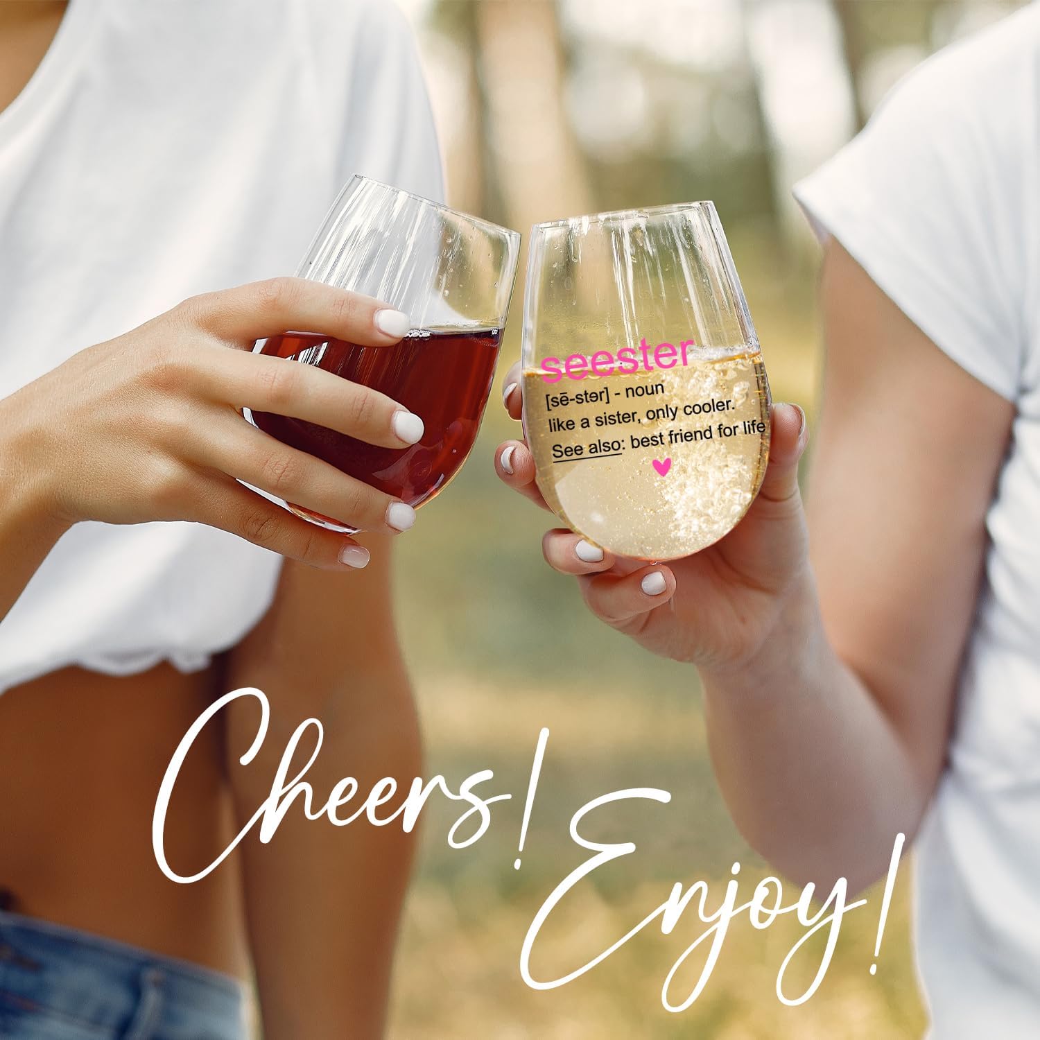 Seester Definition Present Gifts for Her - Friendship Soul Gifts for Women Bestie Best Friend - Big Sister Sorority Gift - 13.8 oz Wine Glass - Image 6