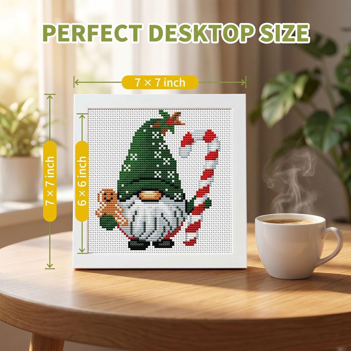 Christmas Gnome Stamped Cross Stitch Kits for Beginners Adults with Framed