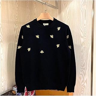 Hong Yi Fei-Shop sweaters for men Men Knitted Pullover Black O Neck Bee Embroidery Soft Sweater Handsome Autumn Winter Casual Top sweaters
