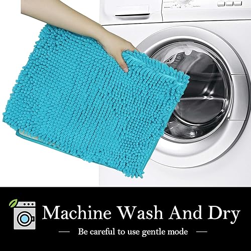 Miniatura 9 de Juego de 3 tapetes de baño de chenilla, superabsorbentes, parte trasera antideslizante de PVC fuerte, tapetes de baño para baño, felpa peluda,