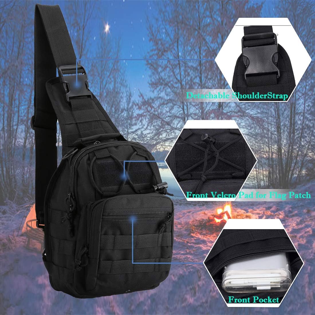 denlix EDC Shoulder Bag Chest Pack Single Shoulder Messenger Molle Military Sport Backpack Hiking Daypack Men Women