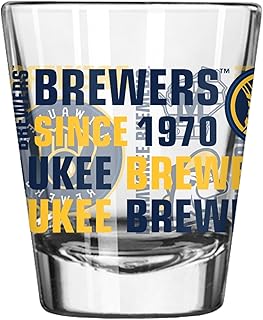 MLB Spirit 2oz Shot Glass, Full 360 Wrap Design (Milwaukee Brewers)