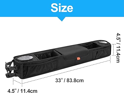 Miniatura 5 de PGmoon Cesta de almacenamiento frontal para carrito de golf con portavasos aislados, organizador de bandeja de tablero sin perforaciones compatible