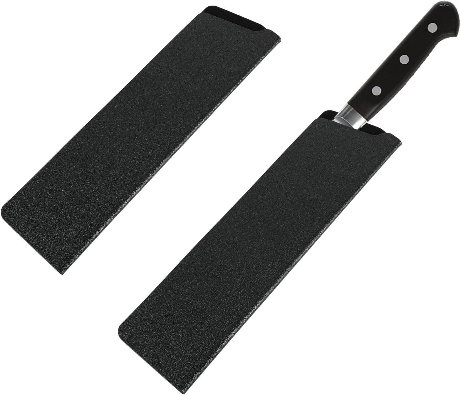 2 Pcs Knife Covers or Sleeves 8" x 2.2" Knife Edge Guard Universal Waterproof Kitchen Knife Sheath, Chef Knife Sheath, Plastic Knife Cover for Kitchen Knives, Black