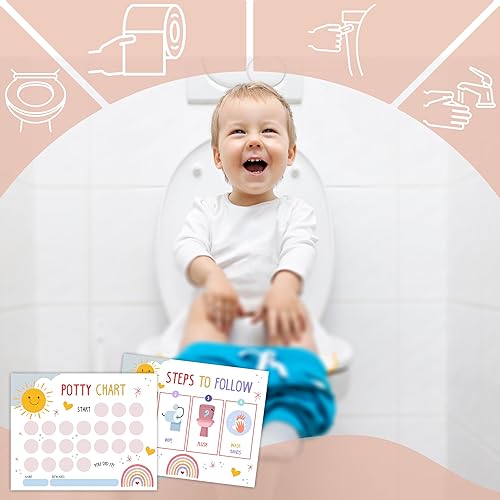 Miniatura 5 de Tabla de calcomanías de entrenamiento para ir al baño de Sun Rainbow, 20 tablas de orinal con 432 calcomanías redondas y 1 hoja de instrucciones,