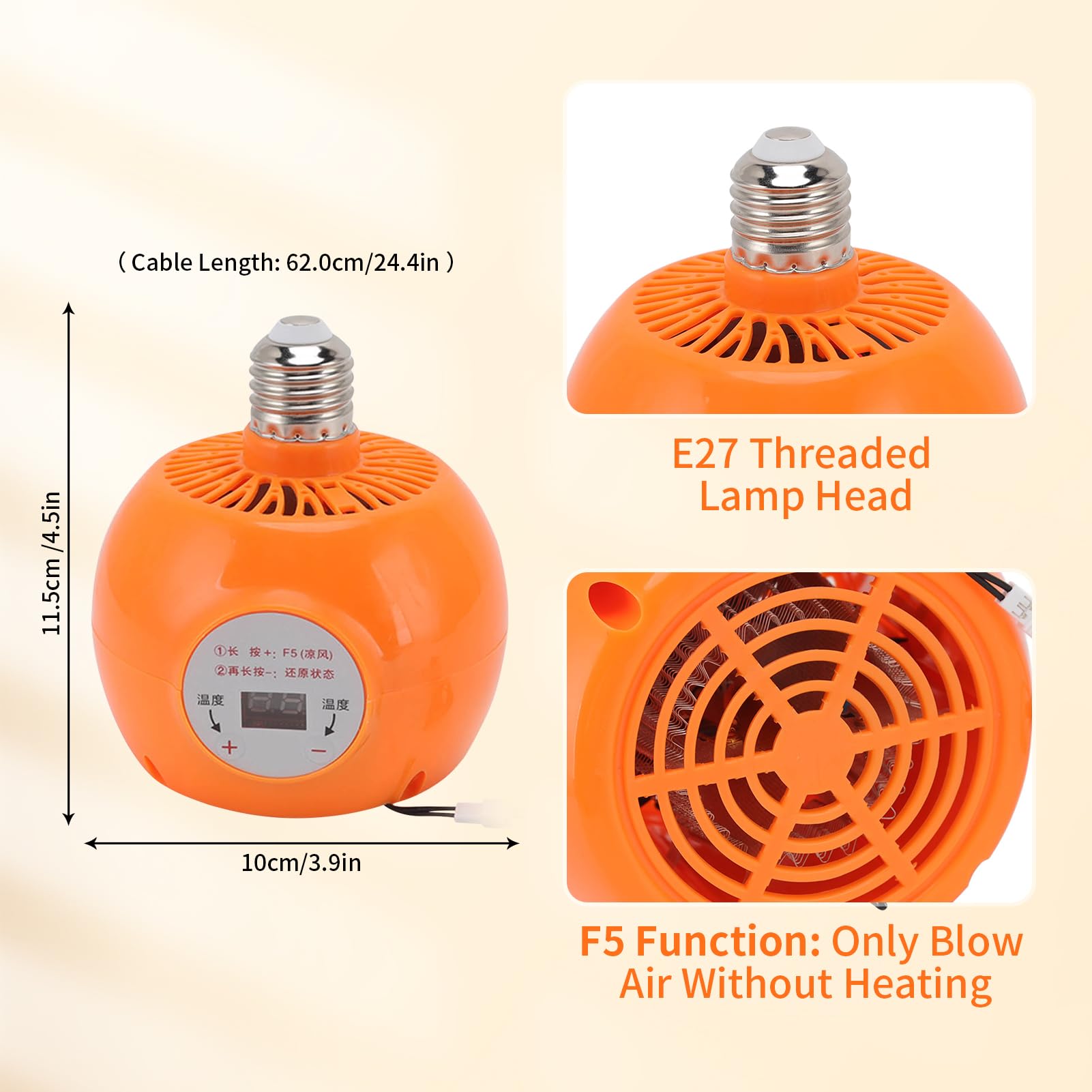 Chauffage Pour Poulailler à Température Constante Automatique Lampe Chauffante Pour Volaille Fonction De Refroidissement Lampe Chauffante Pour Bétail Thermostat