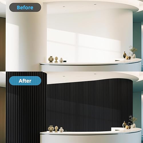 Miniatura 9 de Art3d Paquete de 1 panel de pared de listones de madera acústica con diseño plano enrollable, paneles absorbentes de sonido de 95.3 x 23.8 pulgadas