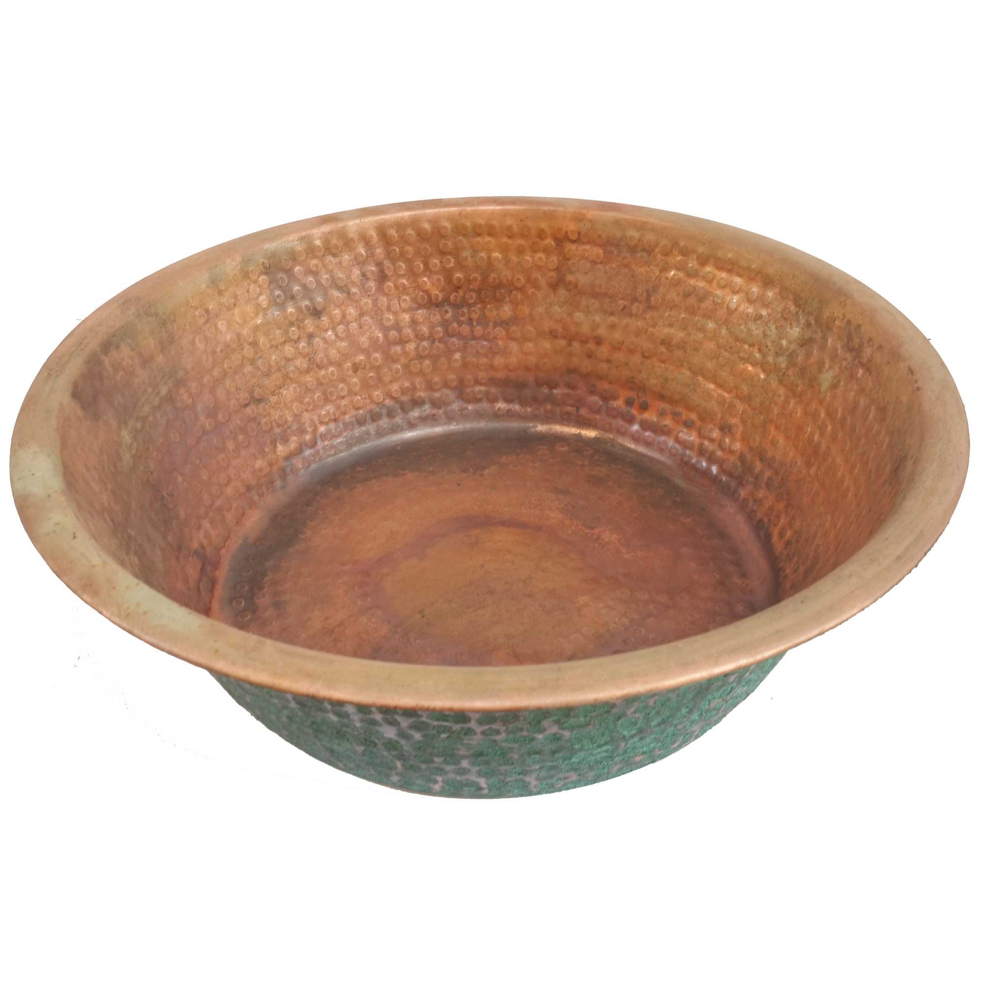 Portable Rustic Green Exterior Copper Foot Bowl