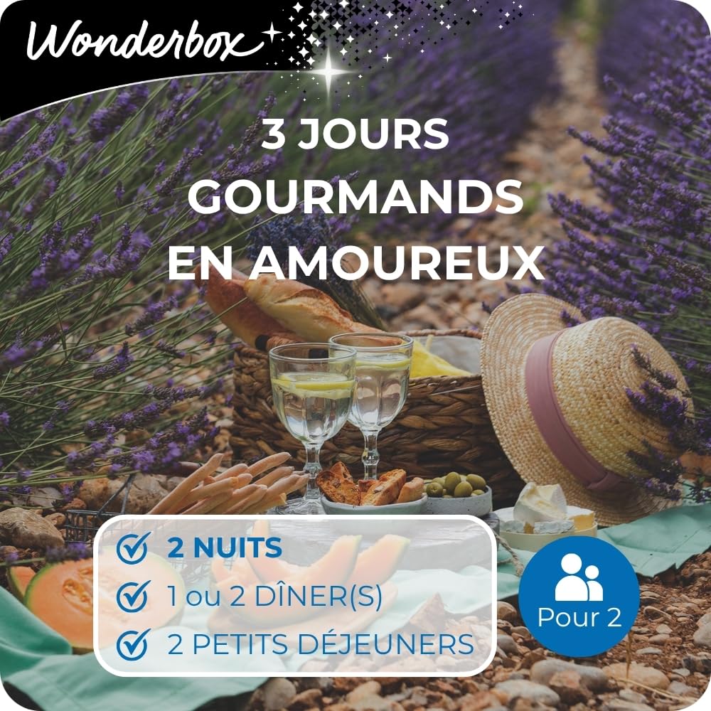Wonderbox - 3 Jours Gourmands en Amoureux - Coffret Cadeau - Idée Cadeau Séjours