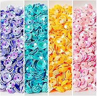 Vista 2 de 4.23 oz Loose Sequins,6 mm Cup Iridescent Spangles for DIY,Glitter Flower Embroidery Sequins for Jewelry Making Handmade Decorations(White 1)