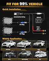 Vista 7 de Auxbeam Serie V-MAX 204W Luces LED de Conducción en Pod, Luz de Proyección Rectangular de 7 Pulgadas para Todo Terreno con DRL Ámbar y Luz Trasera