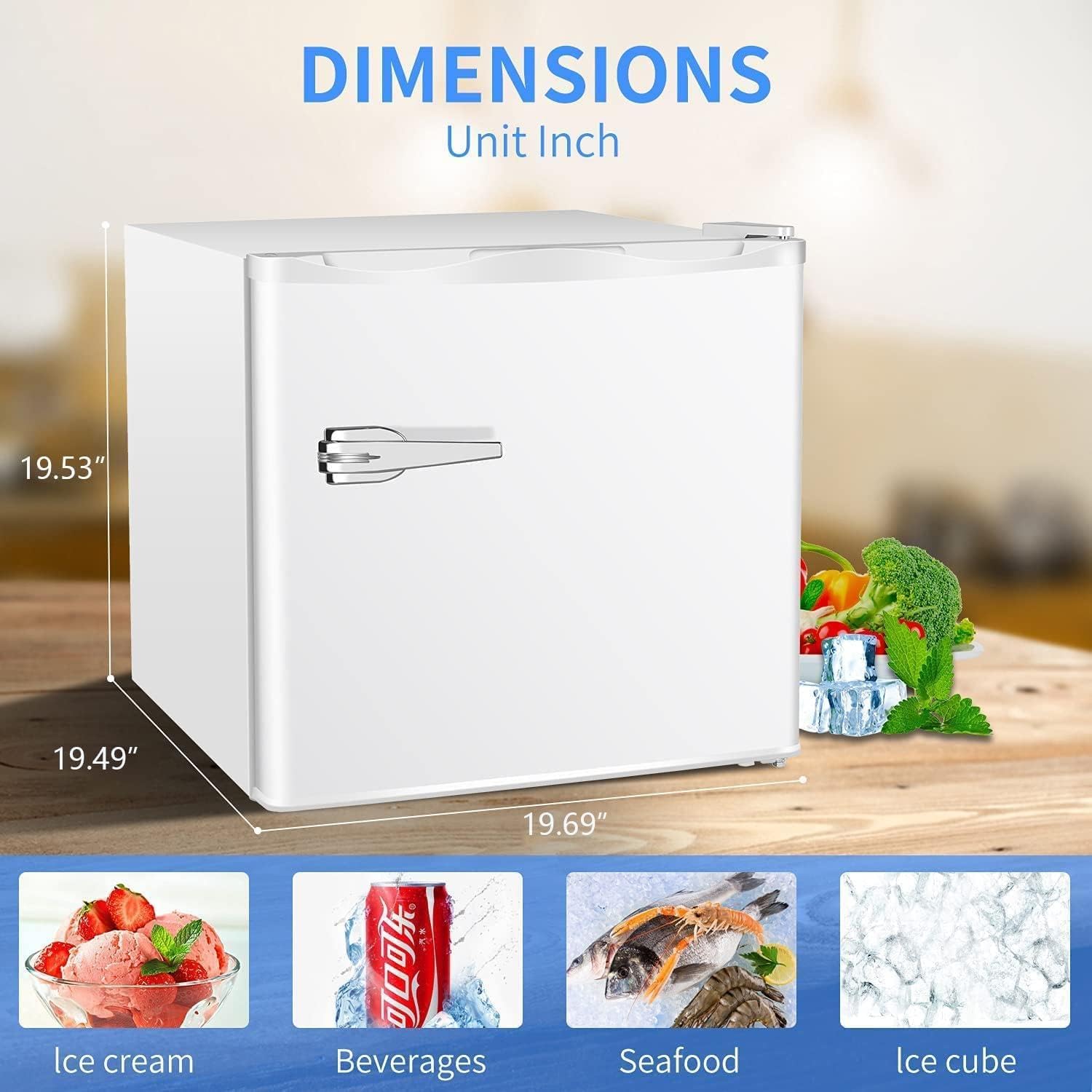  1.2 Cu.Ft Mini Upright Freezer, Compact Refrigerator with Adjustable Thermostat & Removable Shelves, Freestanding Small Freezer for Home Kitchen Office Garage, White thumbnail