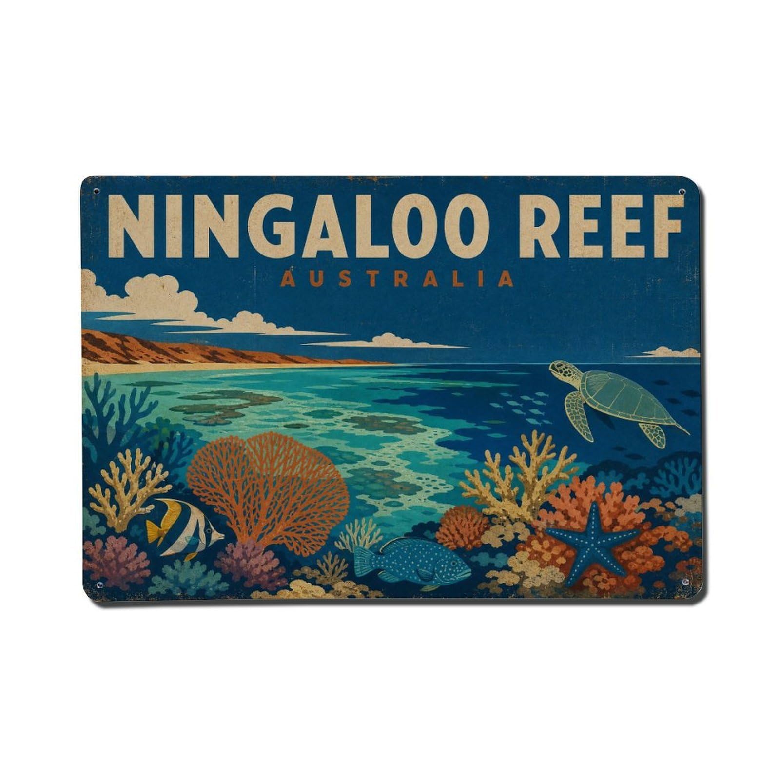 Metal Tin Sign Retro Travel Australia Ningaloo Reef