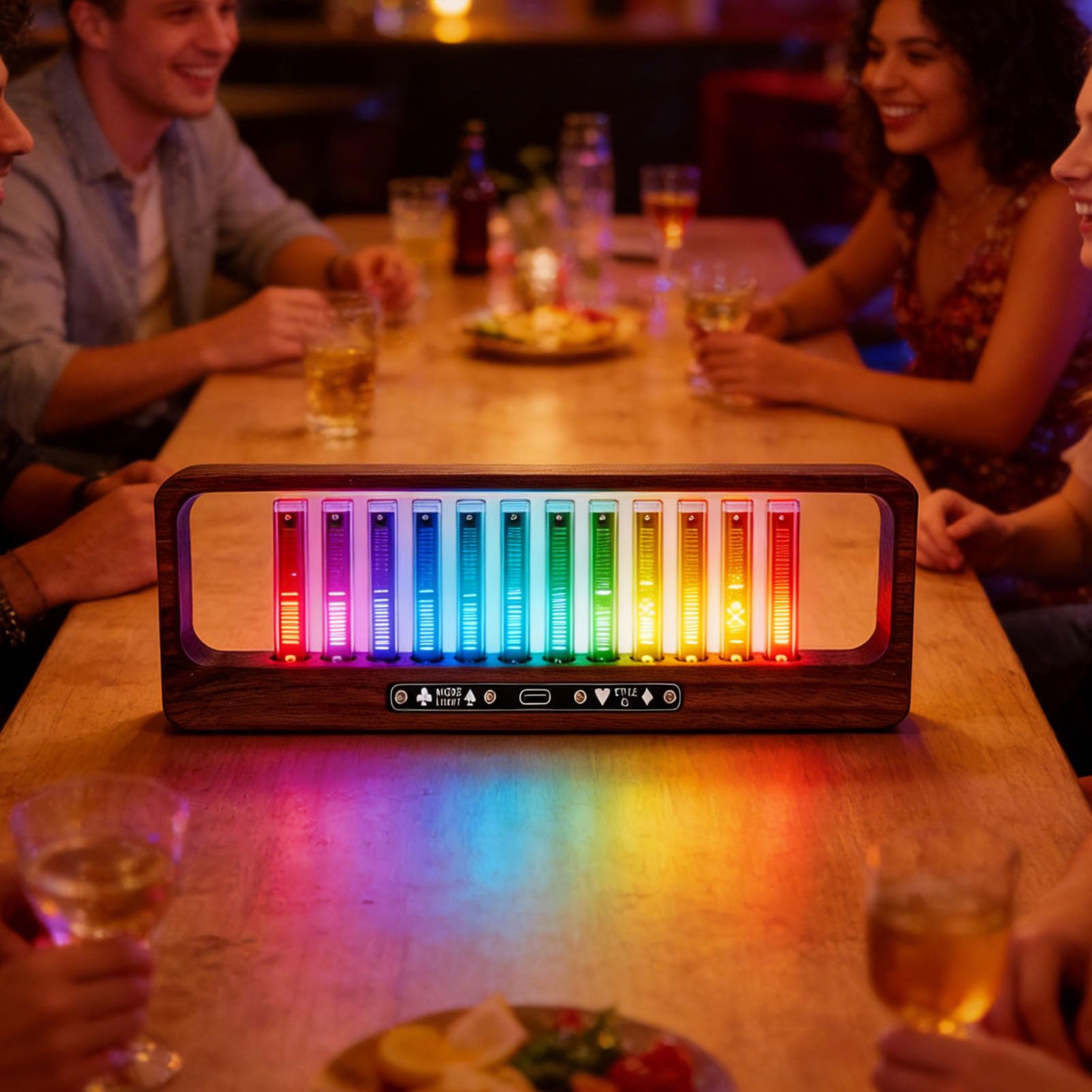 Garsent Wyświetlacz LED Widma Muzycznego z 12 świetlówkami, Analizator Widma Audio do Domowego Systemu Stereo, Miernik VU Reagujący na Dźwięk z możliwością Regulacji Koloru i Jasności