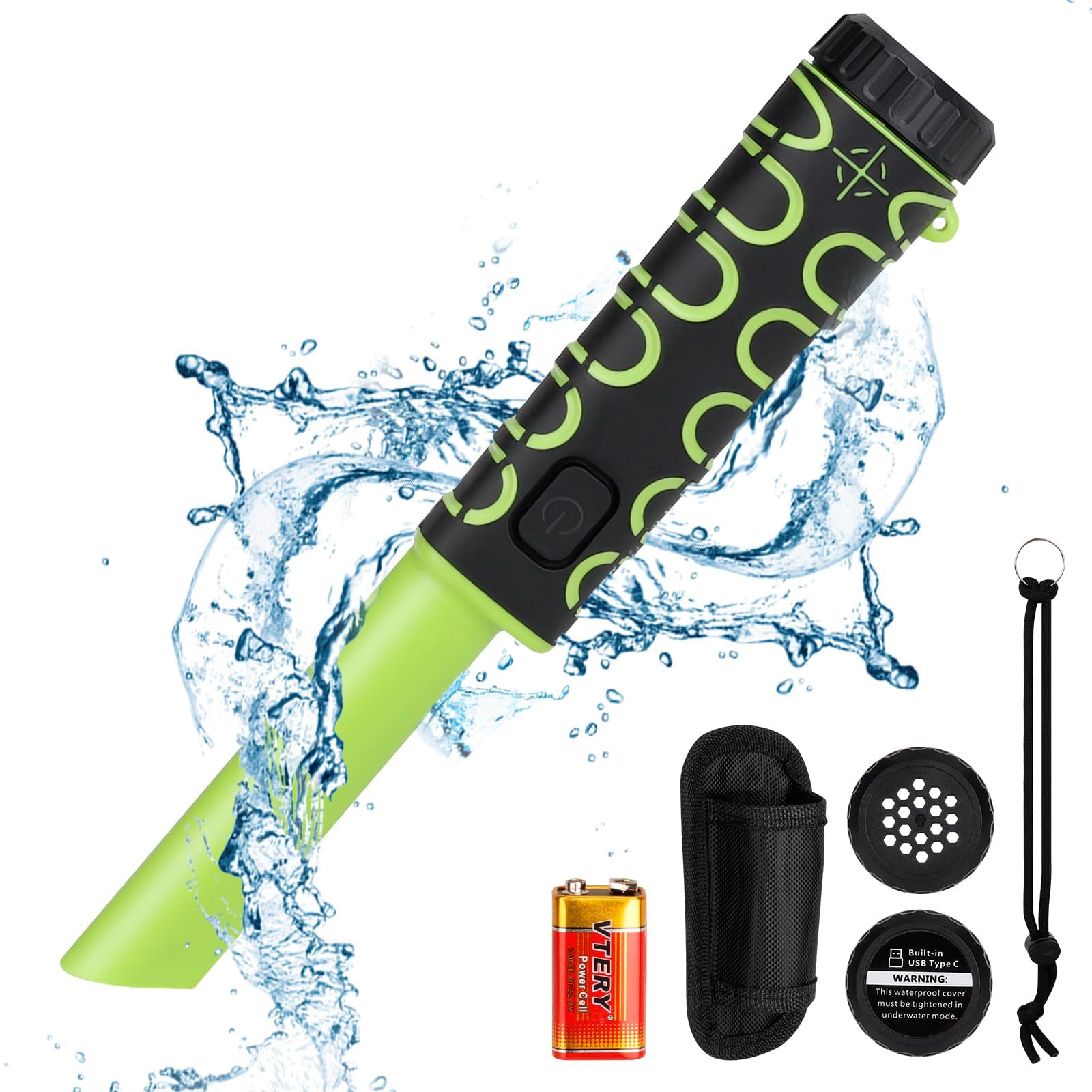 NALACALMetal Detector Pinpointer - IP68 Waterproof, 50FT Underwater, 3 Modes, Suitable for Adults & Kids, with Battery & Holster, Perfect for Treasure Hunting
