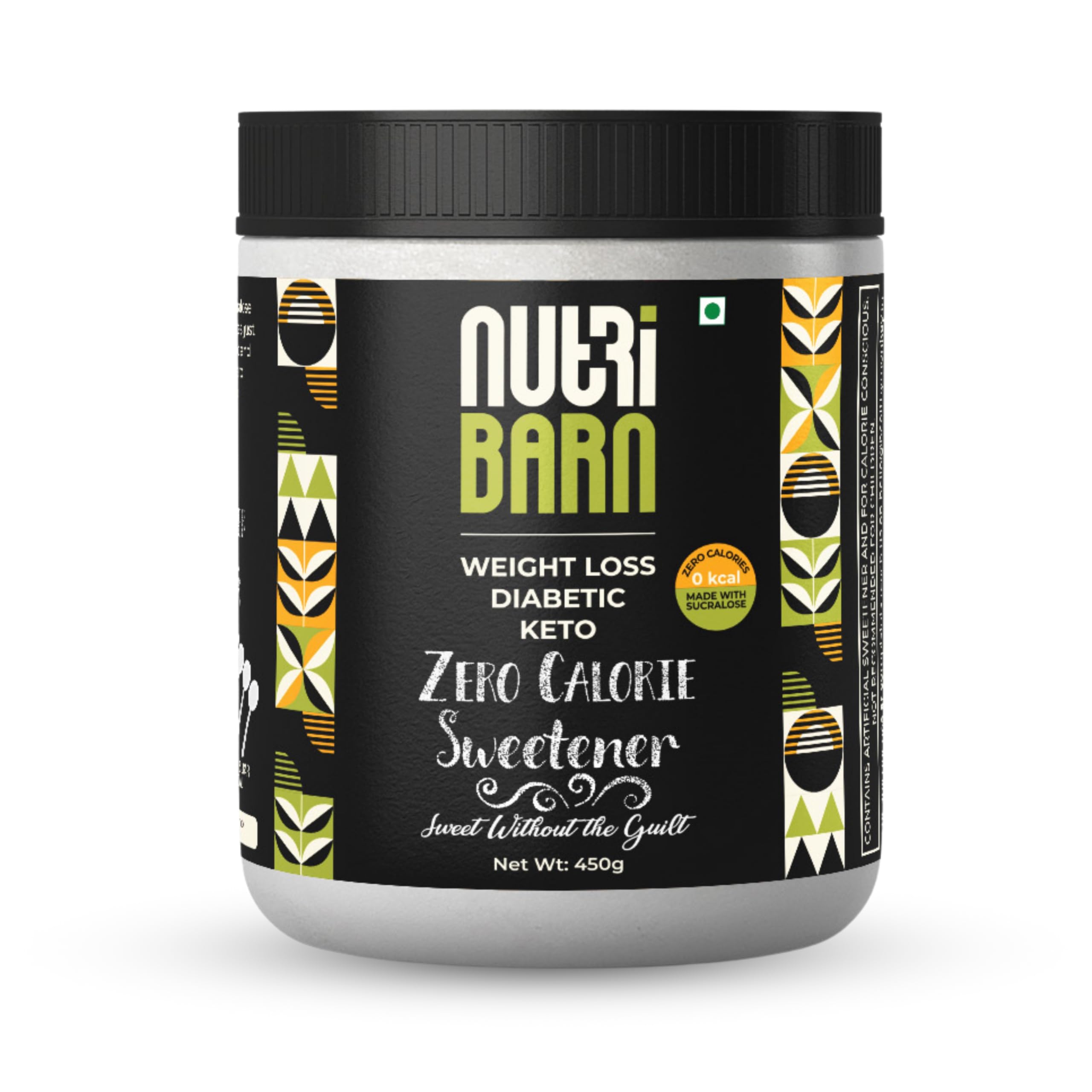 Nutribarn Zero Calorie Sweetener 450g. Sugar Free. 450 servings (1:4) 4x Sweeter than Sugar. Low Carb, Low Calorie Sugar Replacement. Zero Glycemic Impact
