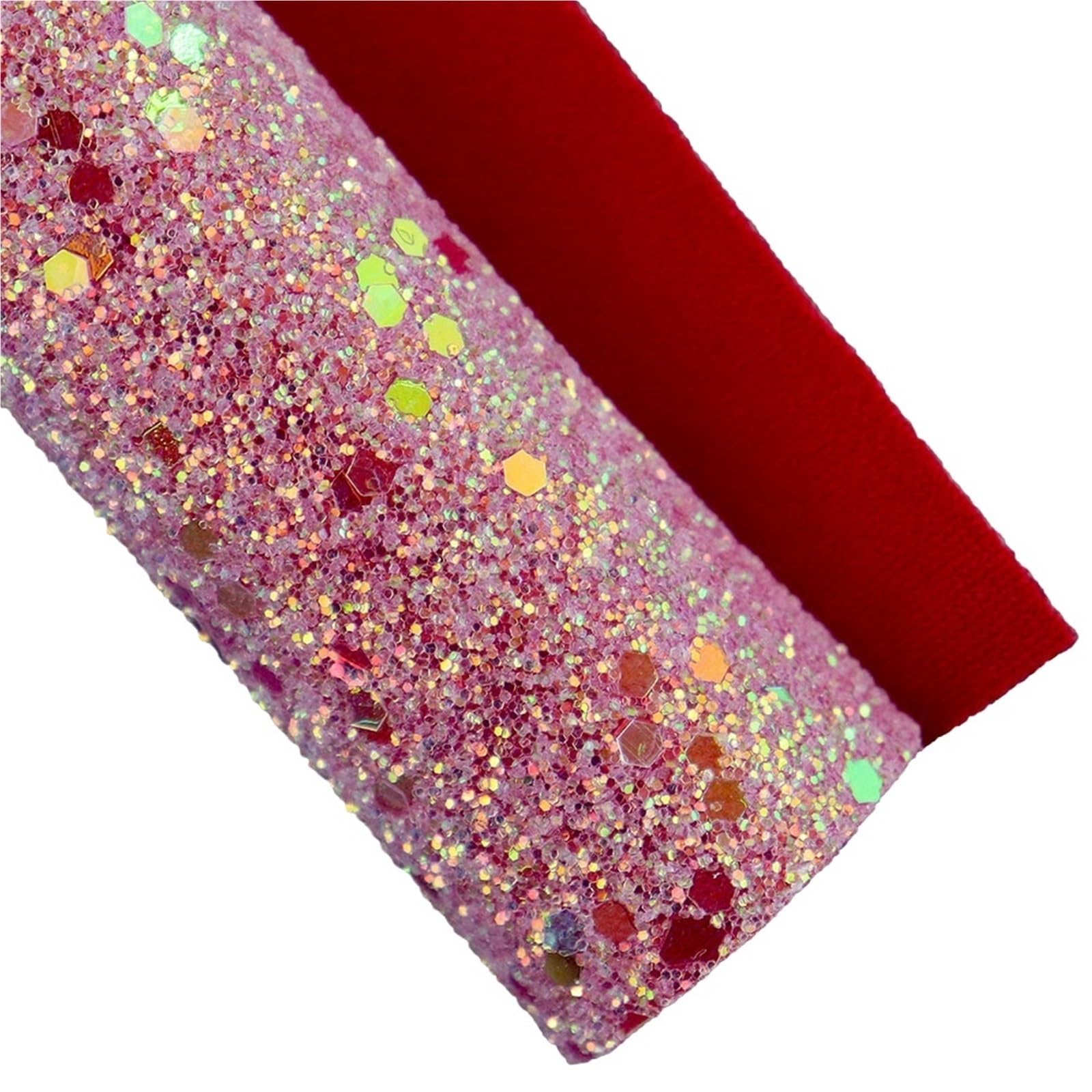 Tessuto glitter esagonale in pelle PU