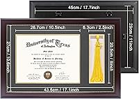 Vista 3 de GraduationMall Marco de diploma de caoba de 11 x 17 pulgadas con soporte de borla para documentos de certificado de 8.5 x 11, vidrio real, paspartú