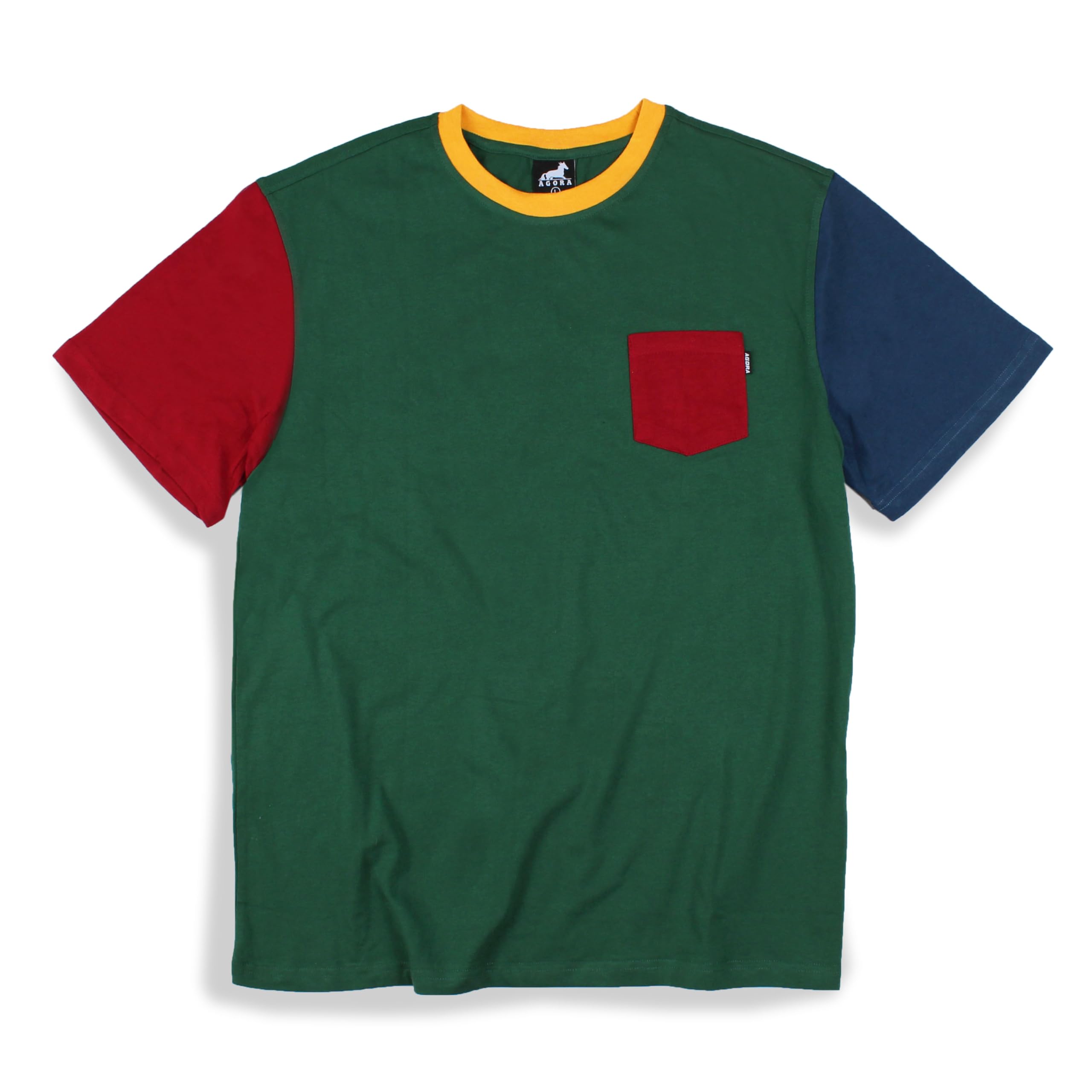 Agora Colour Block Hoodie (Green T Shirt, Medium)