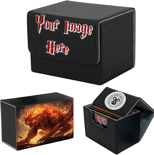 Miniatura 8 de VEHASAYO Caja de cartas personalizada, haz tus propias fundas de tarjetas, funda de cuero premium para TCG, MTG, CCG, almacenamiento de tarjetas