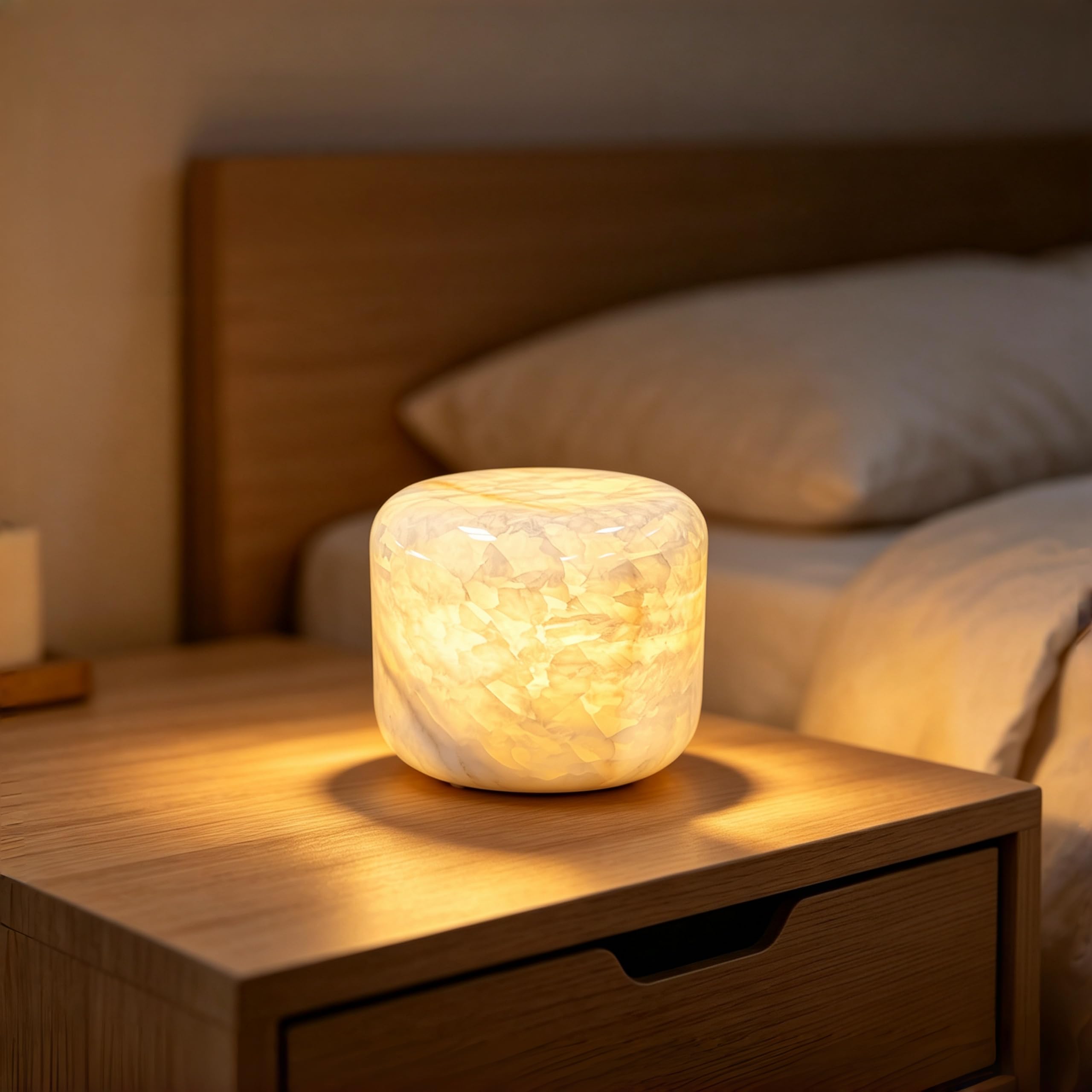 Forrader Natural Marble Lamp Cordless Touch Control Night Light Rechargeable Small Marble Table Lamp, Dimming Warm Glow Portable Marble Touch Lamp for Bedroom, Living Room, Decor Gift — image 1