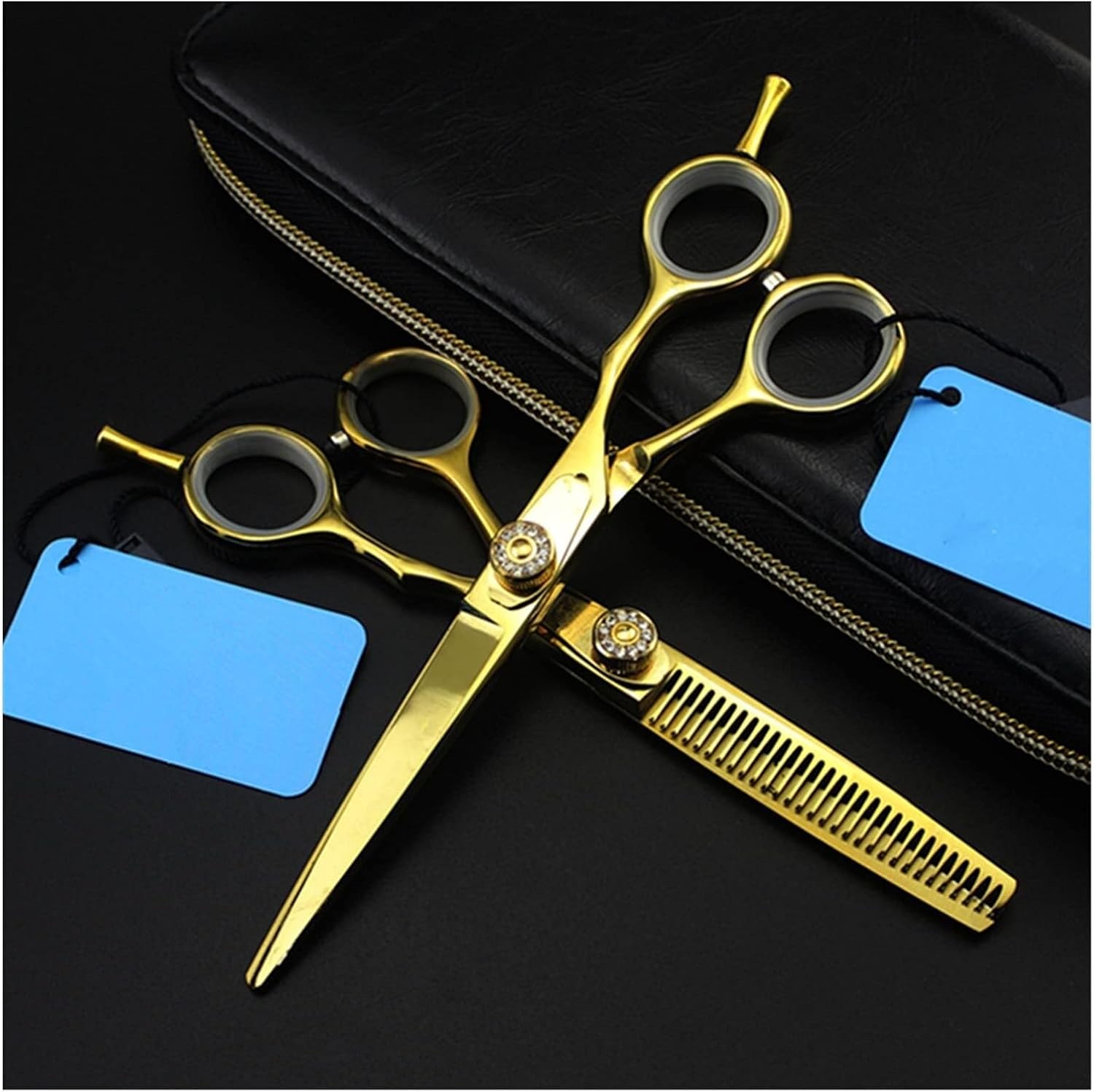 6インチデンヘアカットシザーセット - 美容師やペットのグルーミングのためのプロ理髪師と間引きシザー（6インチセット-B）