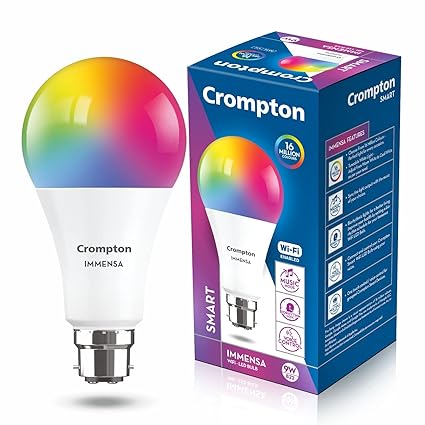Crompton 9-Watt B22 WiFi Smart LED Bulb Compatible with Amazon Alexa and Google Assistant (Immensa Music Sync B22, Pack of 1)