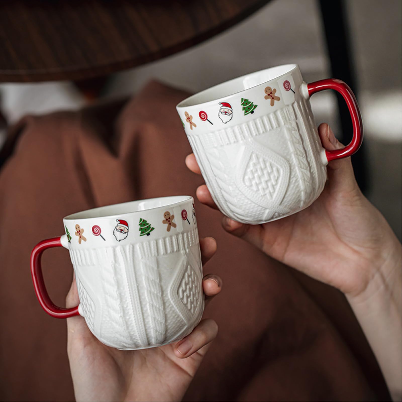 Taza de cerámica en relieve de 350 ml, diseño de Navidad, 301-400 ml