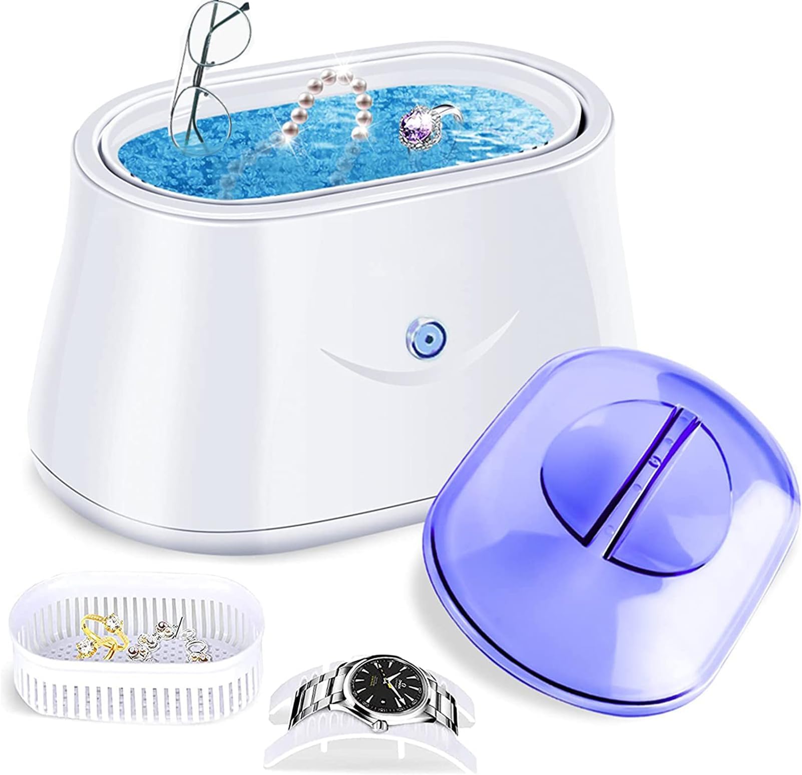 Ultrasonic Jewelry Cleaner for All Jewelry Silver Jewelry Cleaner Ultrasonic Machine Eyeglass Cleaner Ring Cleaner Denture Cleaner Professional Home Retainer Cleaner Machine Dental Pod 0.6 L