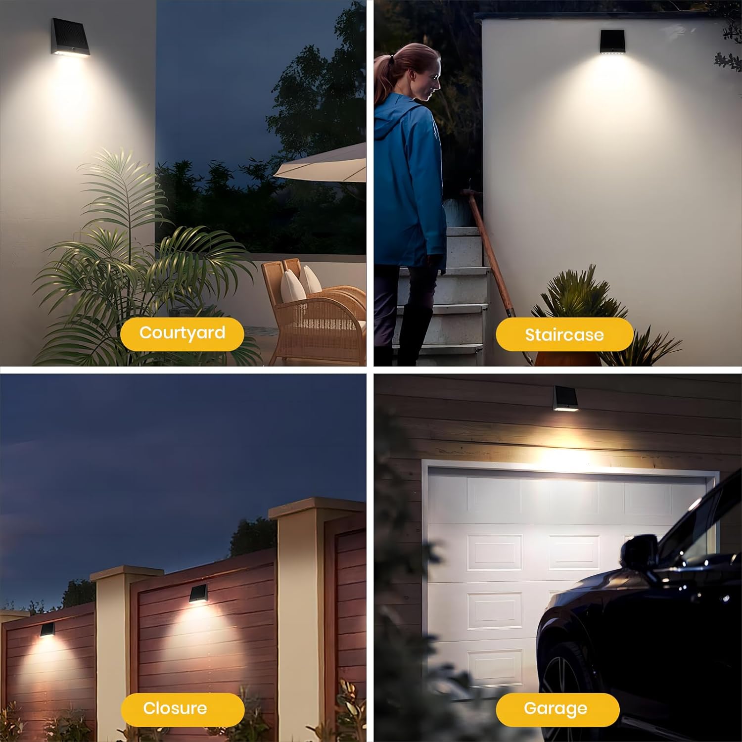 Solar Outdoor Lights, 1000LM IP65 Waterproof Solar Flood Lights with 4 Modes, 4000K Motion Sensor Solars Wall Light for House Number, Porch, Frontdoor, Backyard - Image 6