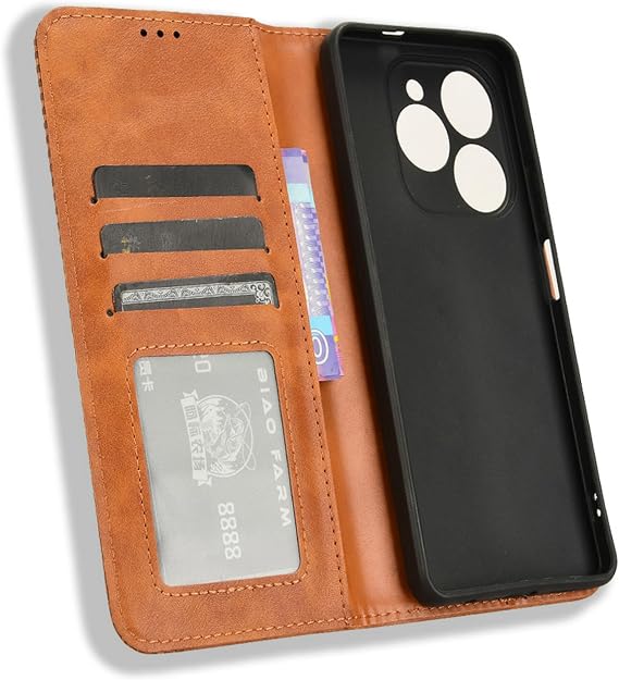 Case Compatible with Tecno Spark 20 Pro 4G, PU Leather flip Cover Compatible with Tecno Spark 20 Pro 4G KJ6 Phone Case brown
