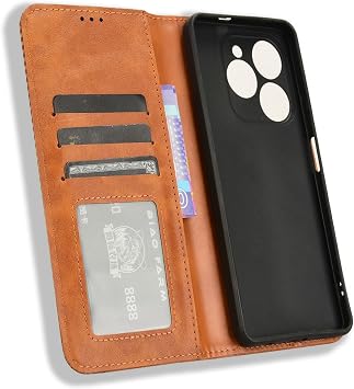 Case Compatible with Tecno Spark 20 Pro 4G, PU Leather flip Cover Compatible with Tecno Spark 20 Pro 4G KJ6 Phone Case brown