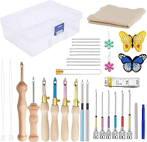 Photo du produit : Garqitwan, kit punch needle 35 pièces, stylo en bois