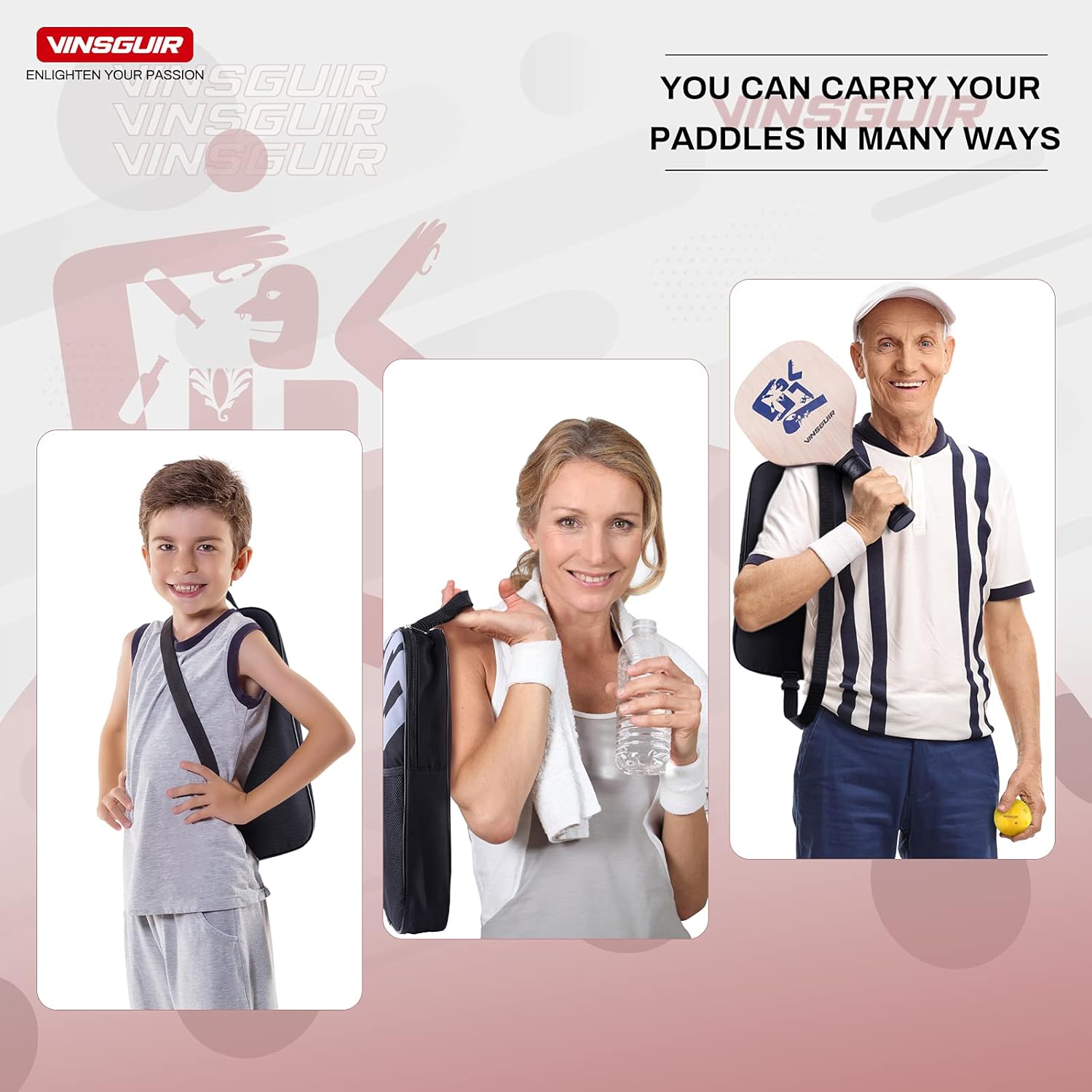 VINSGUIR Pickleball Set with 4 Rackets and 4 Balls, Pickleball Paddles Set of 4 Pack for Outdoor and Indoor, Lightweight Wood Pickleball Racquet with Portable Pickleball Bag for Men Women Kids Adult : Sports & Outdoors