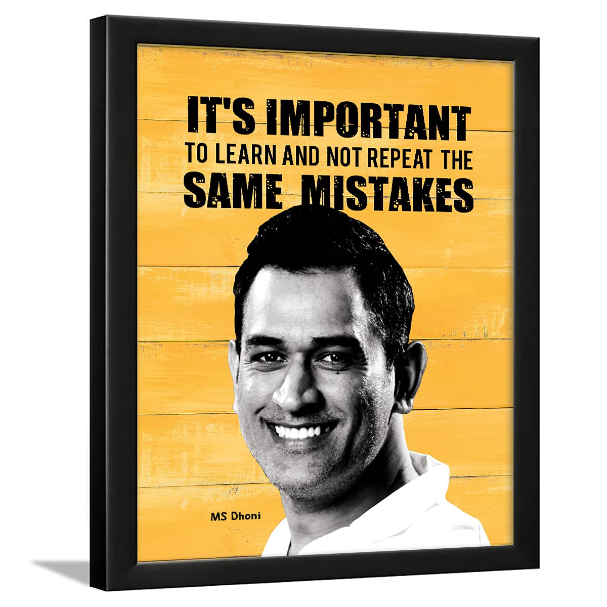 Chaka ChaundhDhoni Frame for Wall - MS Dhoni Poster with Frame - Dhoni Framed Poster - Dhoni Quotes Framed - (13.5 X 10.5 Inches) (Dhoni yellow)