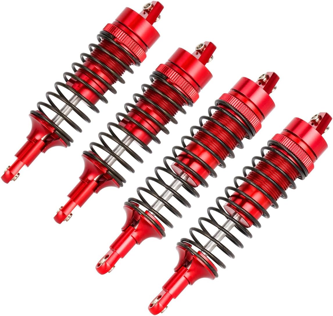 Aluminum Front And Rear Shock Absorber for 1/10 Traxxas Slash 4x4 2WD Rustler VXL Stampede RC Car Upgrade Parts Accessories (Red A)