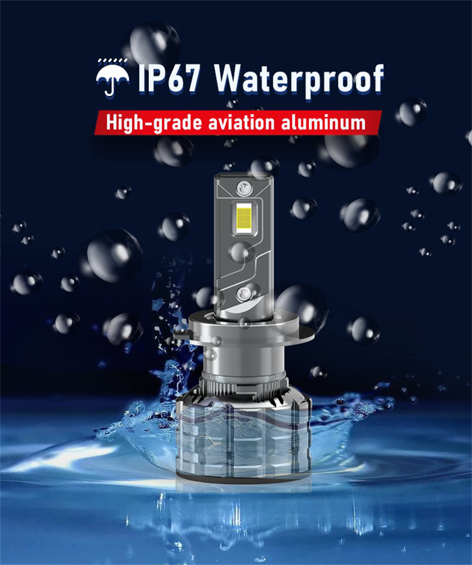 Lampadine A LED Per Fari, 8000LM 6000K LED Bianco Freddo Più Luminoso, Kit Di Conversione Per Fari A LED A Luce Abbagliante O Anabbagliante, IP68 Impermeabile, Confezione Da 2,H7