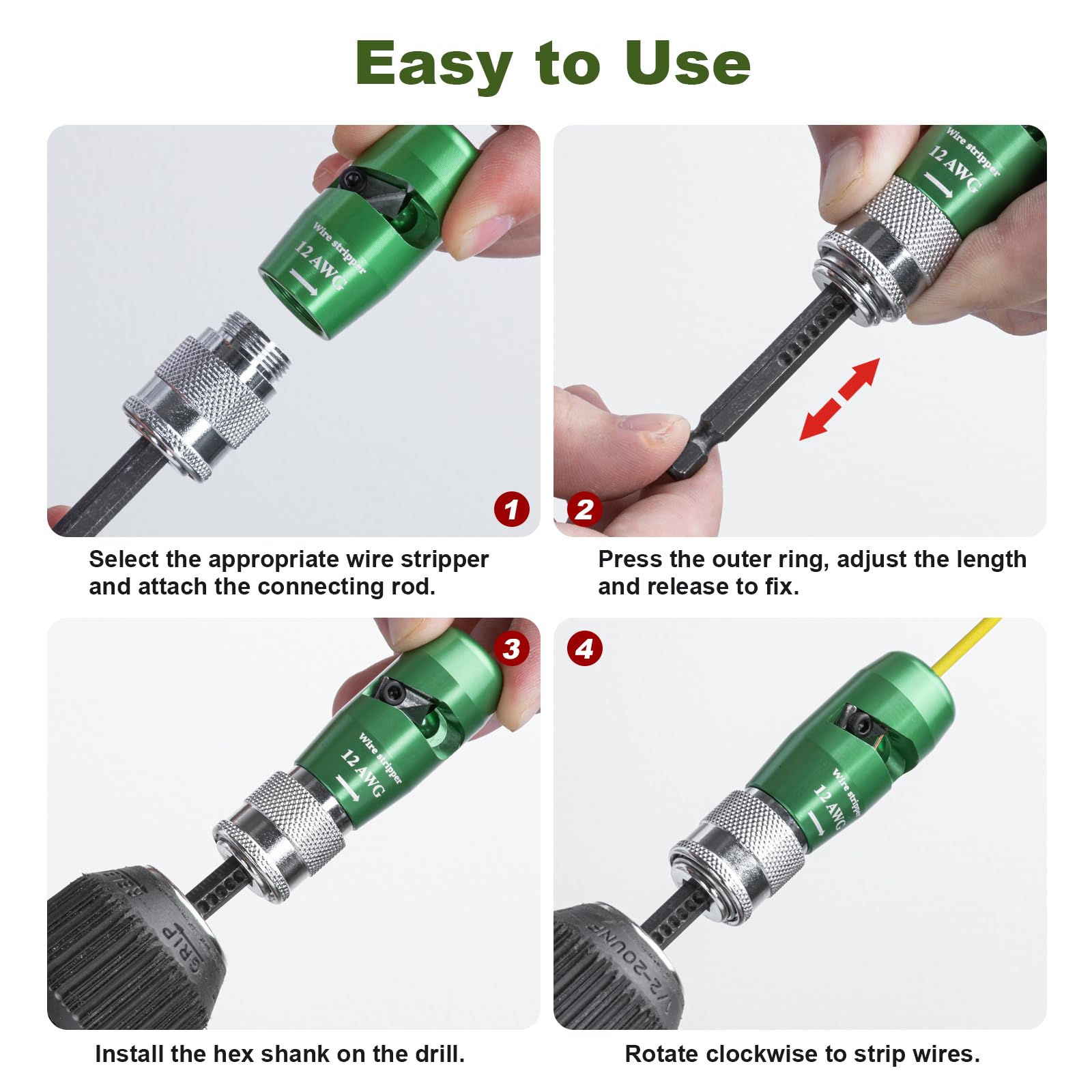 Herramienta pelacables Twister para taladro, herramienta pelacables mejorada 2024 y conector de torsión de alambre para cortadores 6-14 AWG, herramienta profesional 8 en 1 para electricista
