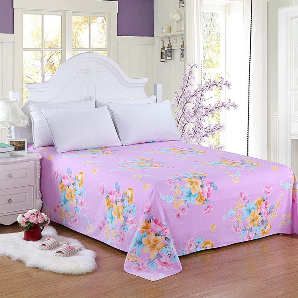 Draps en coton double 240x245cm drap plat grand lit adulte pur coton résistant