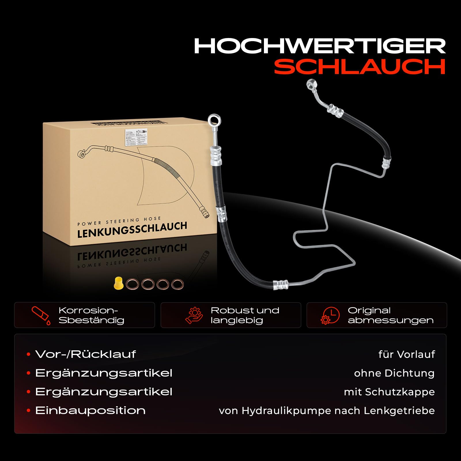 Frankberg Servolenkung Schlauch Kompatibel mit A3 8L1 1.8L 1.9L 1996-2003 Bo.ra 1J2 1.8L 1.9L 2.0L 1998-2013 Golf IV 1J1 1.8L 1.9L 2.0L 1997-2005 Oct.avia I 1U2 Replace# 1J0422893BS