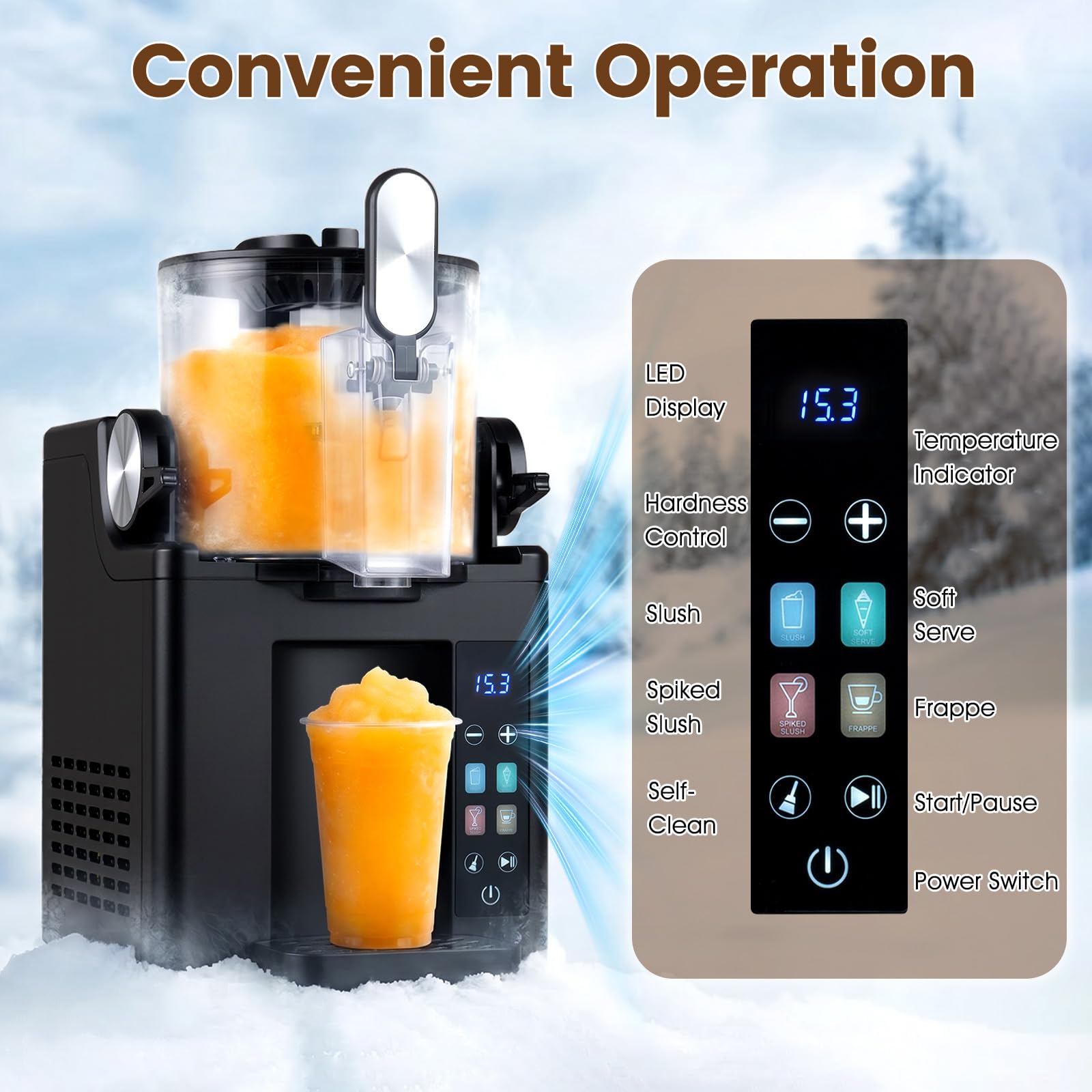 FANTASK Máquina de granizado 1,5 L | Slusheis - Máquina de helado con LED táctil, 4 modos, autolimpieza, para granizados, helados y cócteles