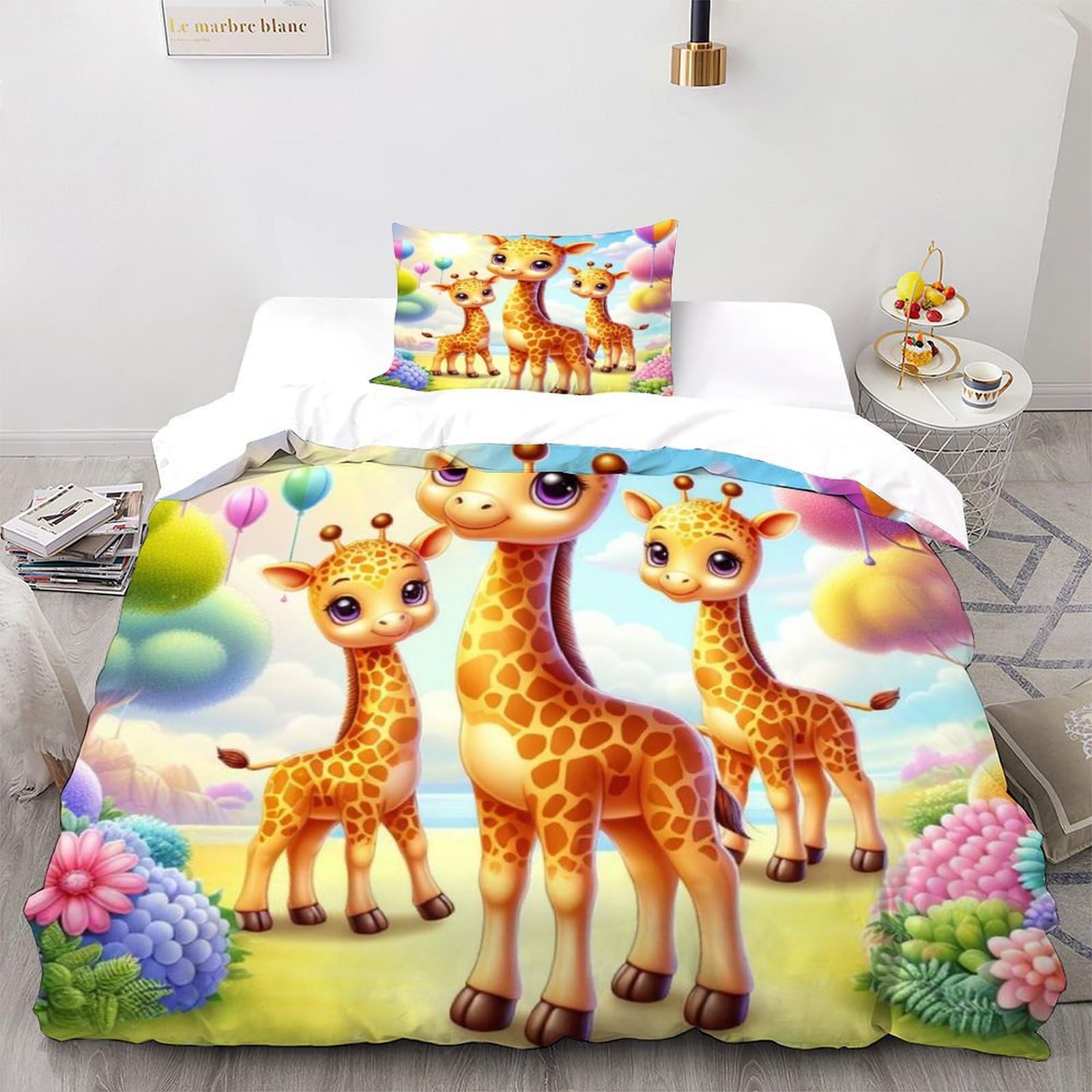 Housse de couette girafe 135x200cm : fini le lit triste de votre enfant