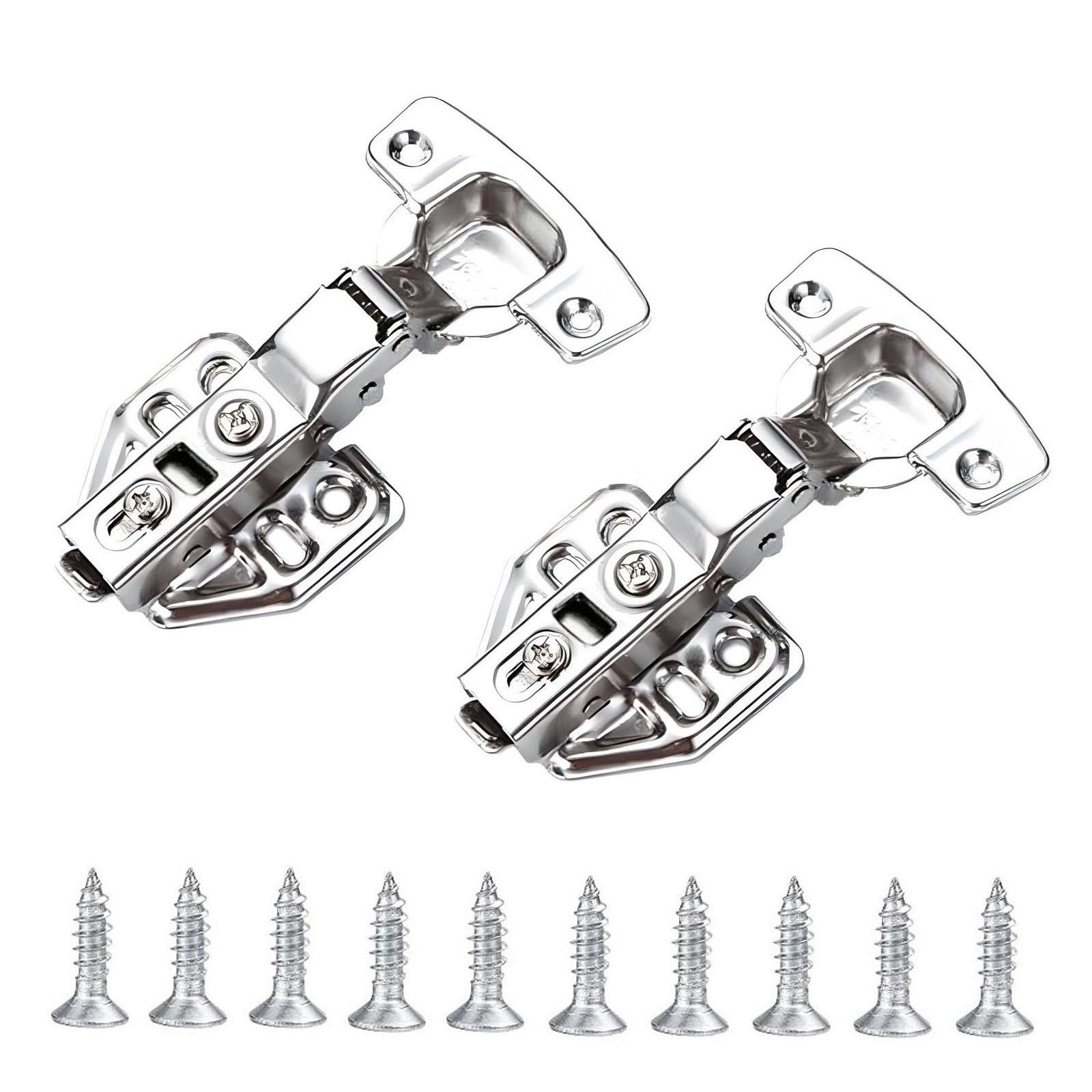 Beilala 2 Pack Kitchen Cabinet Hinges, Soft Close Cupboard Wardrobe Furniture Door Hinges with Screws Heavy Duty Mute Detachable Adjustable Half Overlay