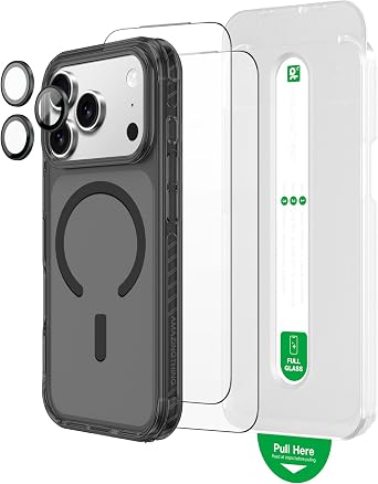 AMAZINGthing for iPhone 17 Pro Max [Titan Series Bundle Set] with Titan Pro Black Case, 2 Pack Vision 7 Full Glass, AR Lens Covers, Shock Absorption, Anti-Yellowing, Precise Alignment Kit
