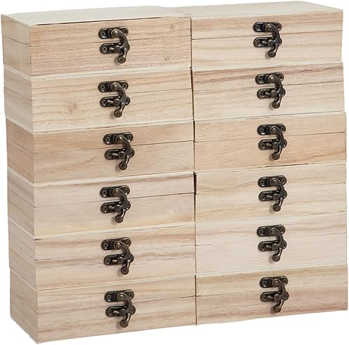 Miniatura 3 de 12 cajas de madera hechas a mano sin terminar, de 5.8 x 3.8 x 1.8 pulgadas, pequeña caja de recuerdos, almacenamiento de joyas, cajas de madera