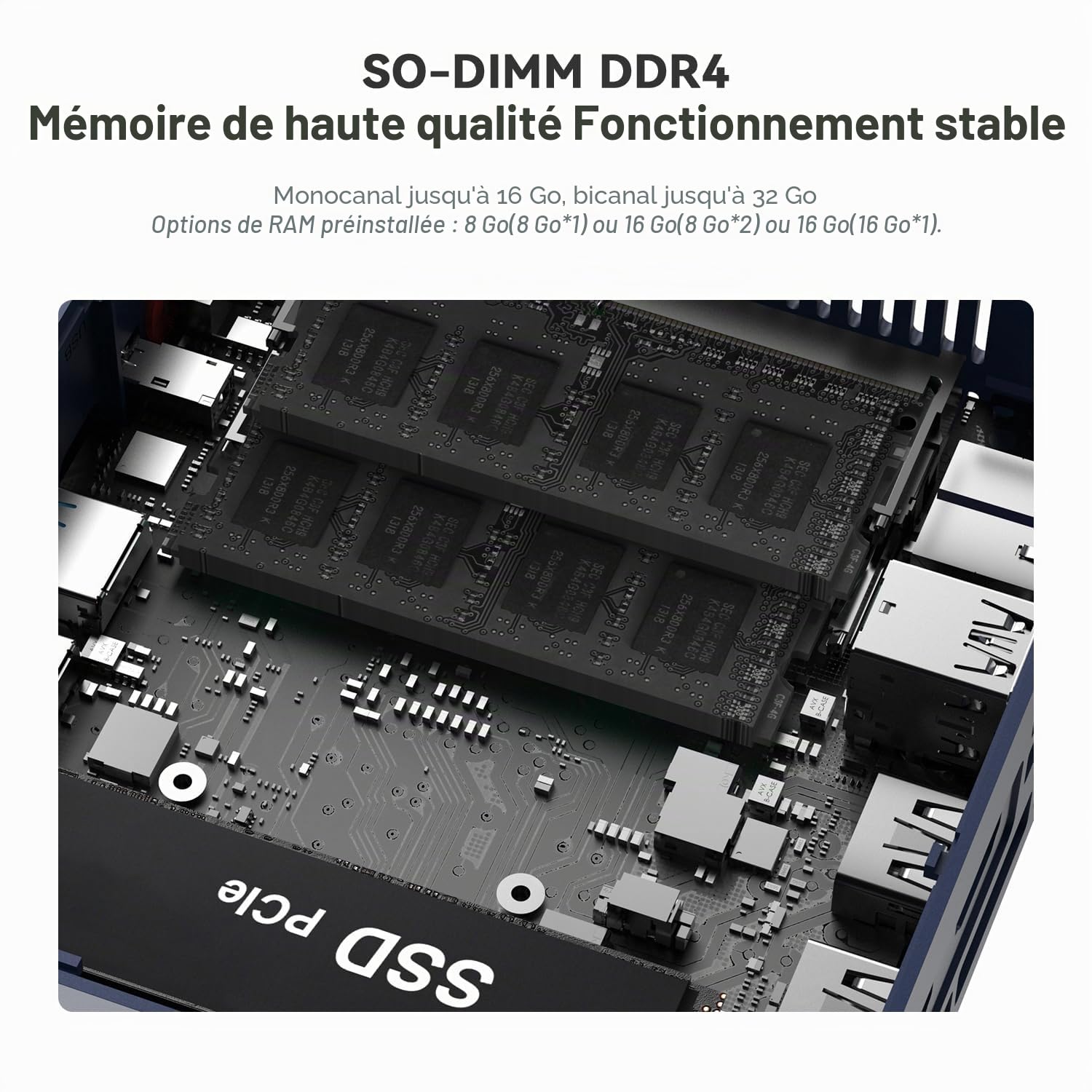 Beelink Mini PC SER3 Mini Ordinateur avec AMD Ryzen 3 3200U (2C/4T, jusqu'à 3,5 GHz), 8 Go So-DIMM DDR4 + 256 Go M.2 PCIe3.0x4 SSD, 4K HD/BT 5.0/Wi-FI 5/1000Mbps LAN/Dual HDMI/Dual écrans