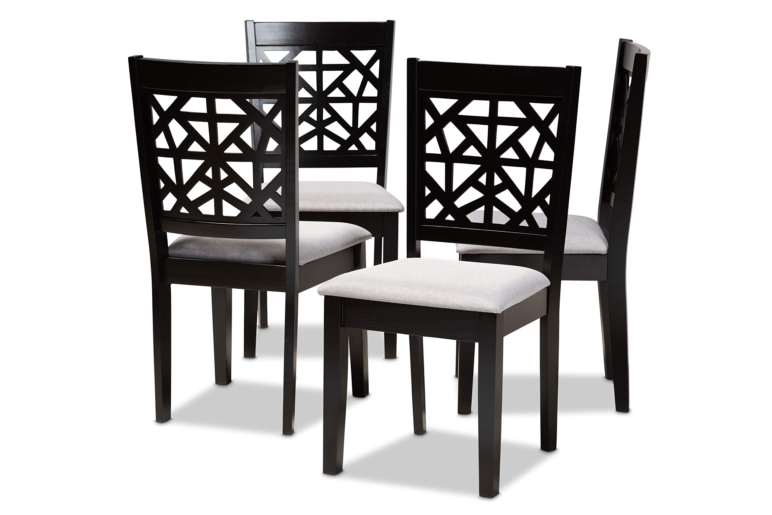 SIMILAR TO..Baxton Studio Jackson 4-Piece Dining Chair Set - Grey Fabric Upholstered With Espresso Brown Finished Wood