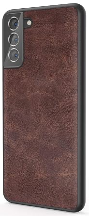 SALAWAT Galaxy S21 Case, Slim PU Leather Vintage Shockproof Phone Case Cover Lightweight Soft TPU Bumper Hard PC Hybrid Protective Case for Samsung Galaxy S21 6.2inch 2021 Dark Brown