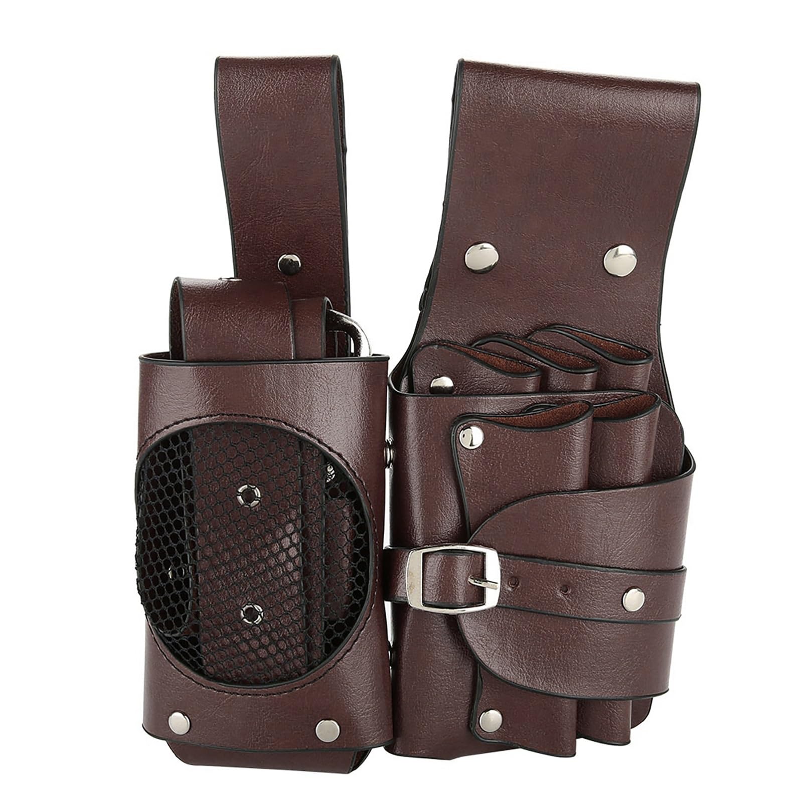 Porta Forbici Parrucchiere Borsa da Parrucchiere for Barbiere, Forbici, Pettine, Marsupio, Marsupio portaoggetti, Borsa da Taglio for Capelli, Marsupio in Pelle, Organizer(Brown)